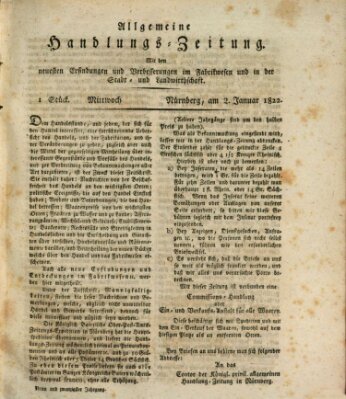 Allgemeine Handlungs-Zeitung Mittwoch 2. Januar 1822