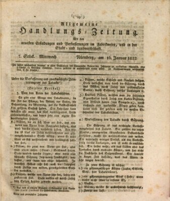 Allgemeine Handlungs-Zeitung Mittwoch 16. Januar 1822