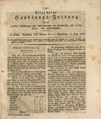 Allgemeine Handlungs-Zeitung Sonntag 27. Januar 1822