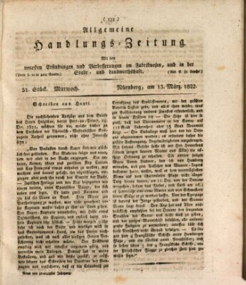 Allgemeine Handlungs-Zeitung Mittwoch 13. März 1822