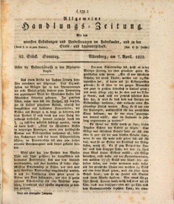 Allgemeine Handlungs-Zeitung Sonntag 7. April 1822