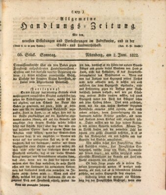 Allgemeine Handlungs-Zeitung Sonntag 2. Juni 1822