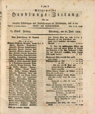 Allgemeine Handlungs-Zeitung Freitag 21. Juni 1822