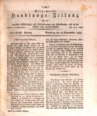 Allgemeine Handlungs-Zeitung Freitag 13. September 1822