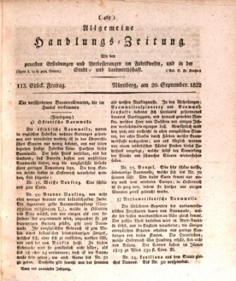 Allgemeine Handlungs-Zeitung Freitag 20. September 1822