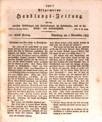 Allgemeine Handlungs-Zeitung Freitag 1. November 1822