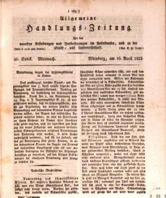 Allgemeine Handlungs-Zeitung Mittwoch 16. April 1823