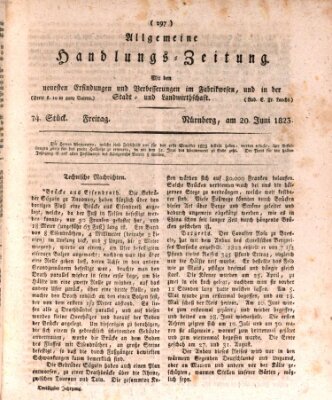 Allgemeine Handlungs-Zeitung Freitag 20. Juni 1823