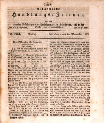 Allgemeine Handlungs-Zeitung Freitag 14. November 1823