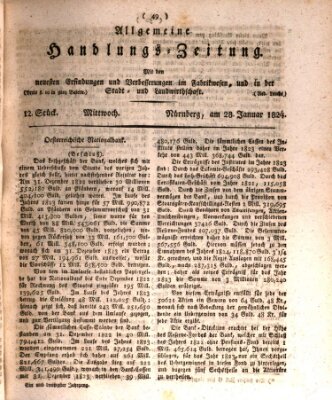 Allgemeine Handlungs-Zeitung Mittwoch 28. Januar 1824