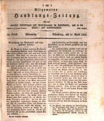 Allgemeine Handlungs-Zeitung Mittwoch 21. April 1824