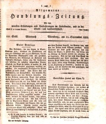 Allgemeine Handlungs-Zeitung Mittwoch 15. September 1824