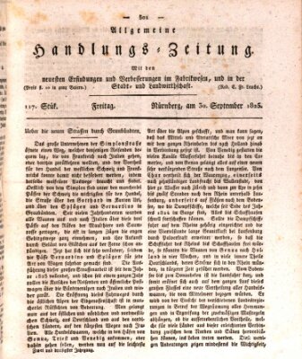 Allgemeine Handlungs-Zeitung Freitag 30. September 1825