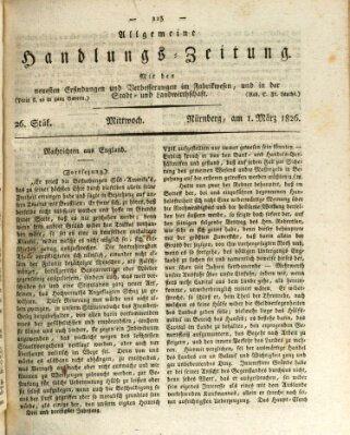 Allgemeine Handlungs-Zeitung Mittwoch 1. März 1826