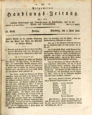 Allgemeine Handlungs-Zeitung Freitag 2. Juni 1826