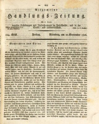 Allgemeine Handlungs-Zeitung Freitag 22. September 1826