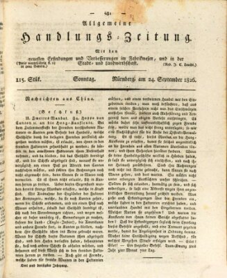 Allgemeine Handlungs-Zeitung Sonntag 24. September 1826