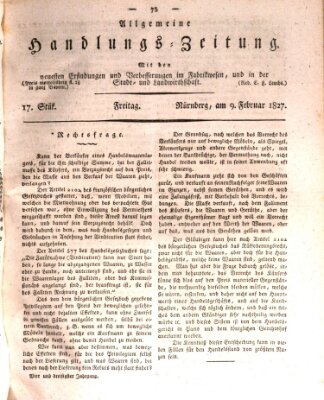 Allgemeine Handlungs-Zeitung Freitag 9. Februar 1827