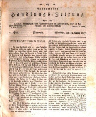 Allgemeine Handlungs-Zeitung Mittwoch 14. März 1827