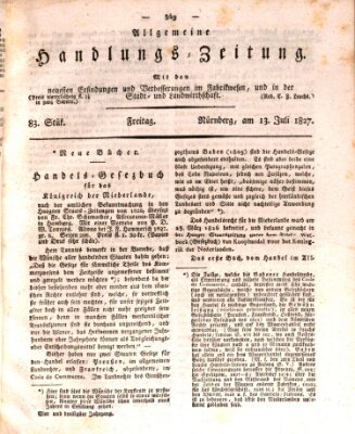 Allgemeine Handlungs-Zeitung Freitag 13. Juli 1827