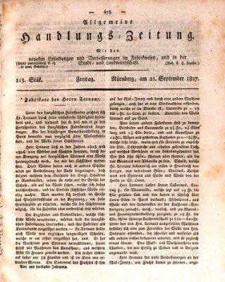 Allgemeine Handlungs-Zeitung Freitag 21. September 1827