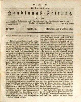 Allgemeine Handlungs-Zeitung Mittwoch 18. März 1829
