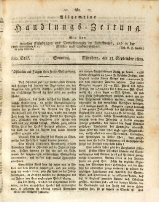 Allgemeine Handlungs-Zeitung Sonntag 13. September 1829