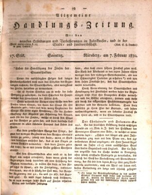 Allgemeine Handlungs-Zeitung Sonntag 7. Februar 1830