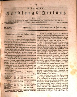 Allgemeine Handlungs-Zeitung Sonntag 28. Februar 1830