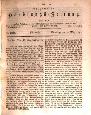 Allgemeine Handlungs-Zeitung Mittwoch 31. März 1830