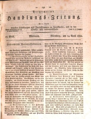 Allgemeine Handlungs-Zeitung Mittwoch 14. April 1830