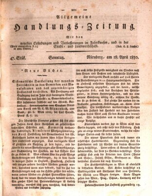 Allgemeine Handlungs-Zeitung Sonntag 18. April 1830