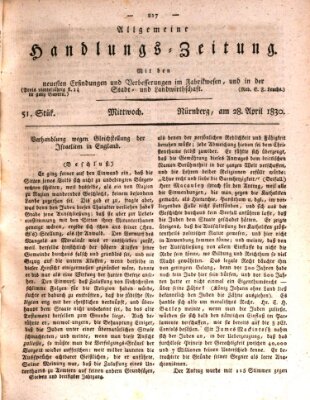 Allgemeine Handlungs-Zeitung Mittwoch 28. April 1830