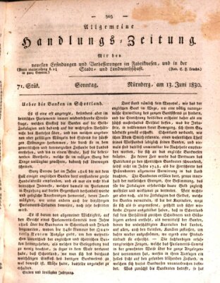 Allgemeine Handlungs-Zeitung Sonntag 13. Juni 1830