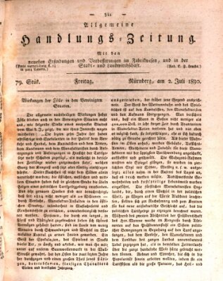 Allgemeine Handlungs-Zeitung Freitag 2. Juli 1830
