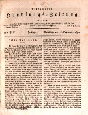 Allgemeine Handlungs-Zeitung Freitag 17. September 1830
