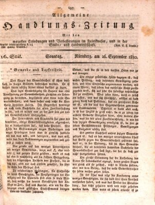 Allgemeine Handlungs-Zeitung Sonntag 26. September 1830
