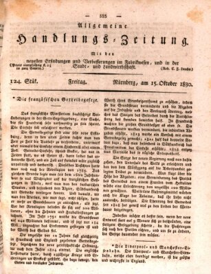 Allgemeine Handlungs-Zeitung Freitag 15. Oktober 1830
