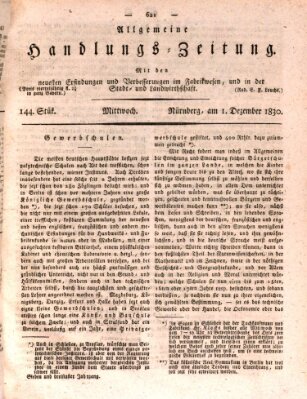 Allgemeine Handlungs-Zeitung Mittwoch 1. Dezember 1830