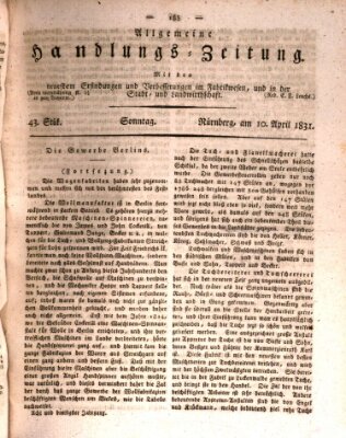 Allgemeine Handlungs-Zeitung Sonntag 10. April 1831