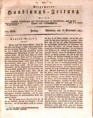 Allgemeine Handlungs-Zeitung Freitag 16. September 1831