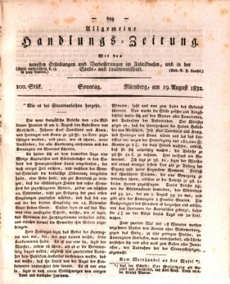 Allgemeine Handlungs-Zeitung Sonntag 19. August 1832