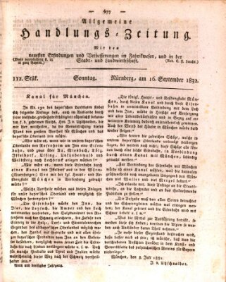 Allgemeine Handlungs-Zeitung Sonntag 16. September 1832