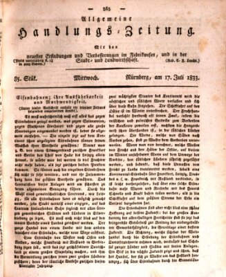 Allgemeine Handlungs-Zeitung Mittwoch 17. Juli 1833