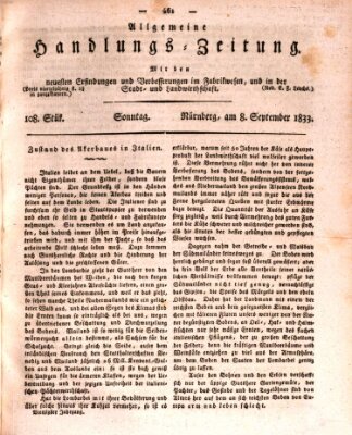 Allgemeine Handlungs-Zeitung Sonntag 8. September 1833