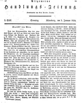 Allgemeine Handlungs-Zeitung Sonntag 5. Januar 1834