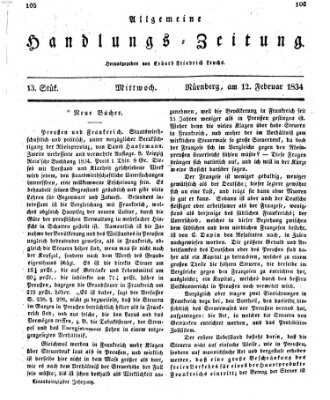 Allgemeine Handlungs-Zeitung Mittwoch 12. Februar 1834