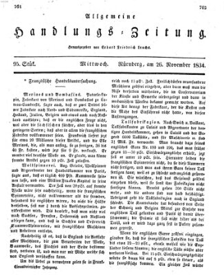 Allgemeine Handlungs-Zeitung Mittwoch 26. November 1834