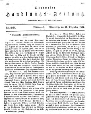 Allgemeine Handlungs-Zeitung Mittwoch 31. Dezember 1834