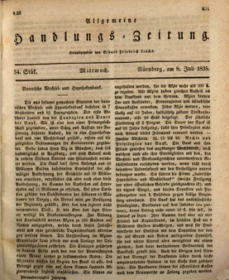 Allgemeine Handlungs-Zeitung Mittwoch 8. Juli 1835